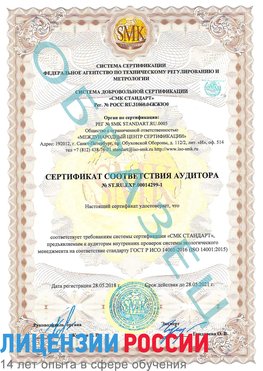 Образец сертификата соответствия аудитора №ST.RU.EXP.00014299-1 Добрянка Сертификат ISO 14001
